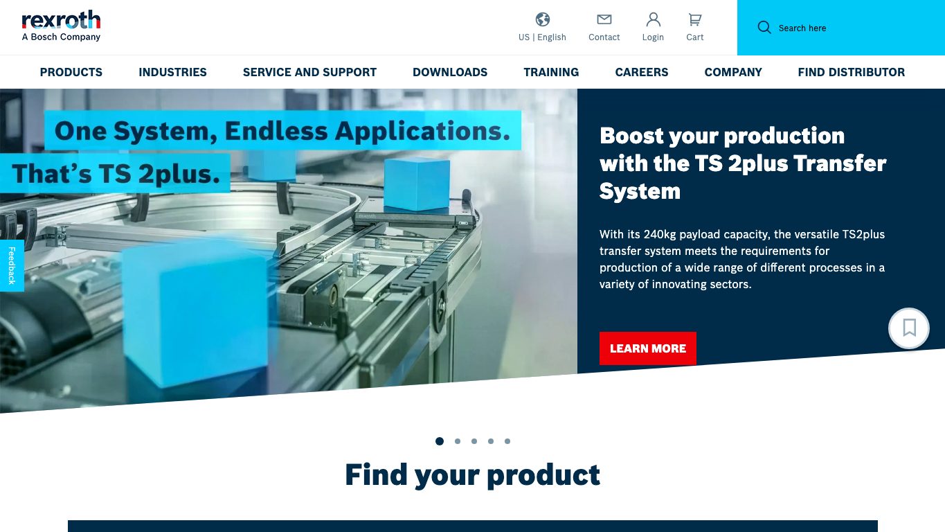 Ảnh chụp website công khai Bosch Rexroth