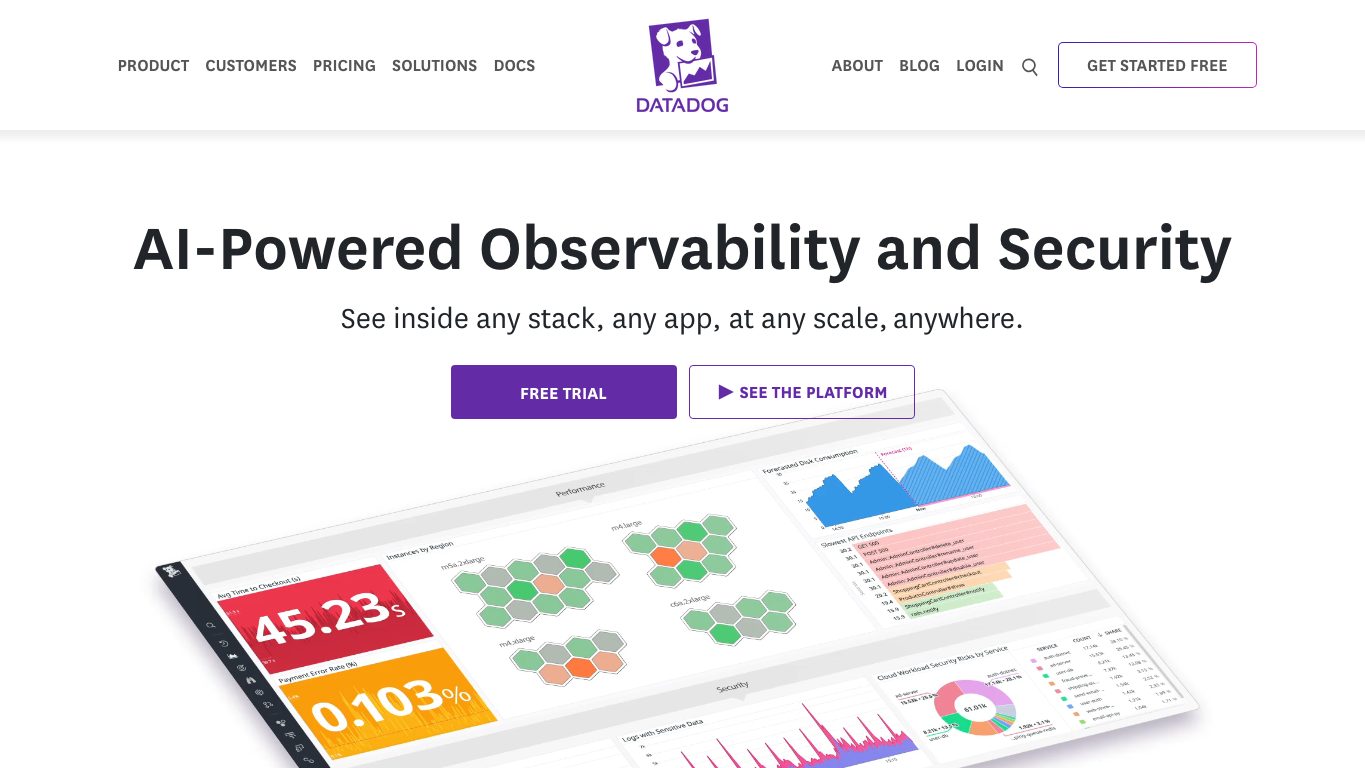 Ảnh chụp website công khai Datadog