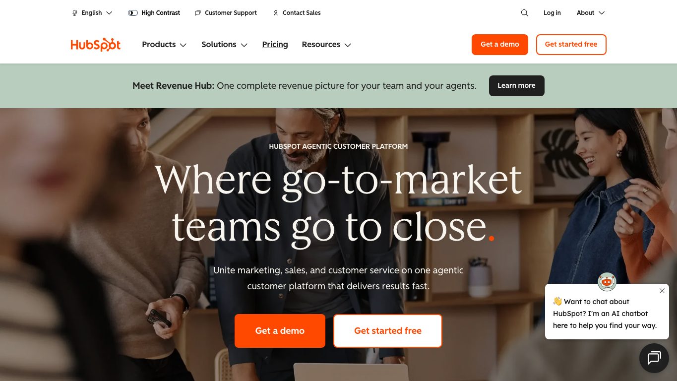 Ảnh chụp website công khai HubSpot