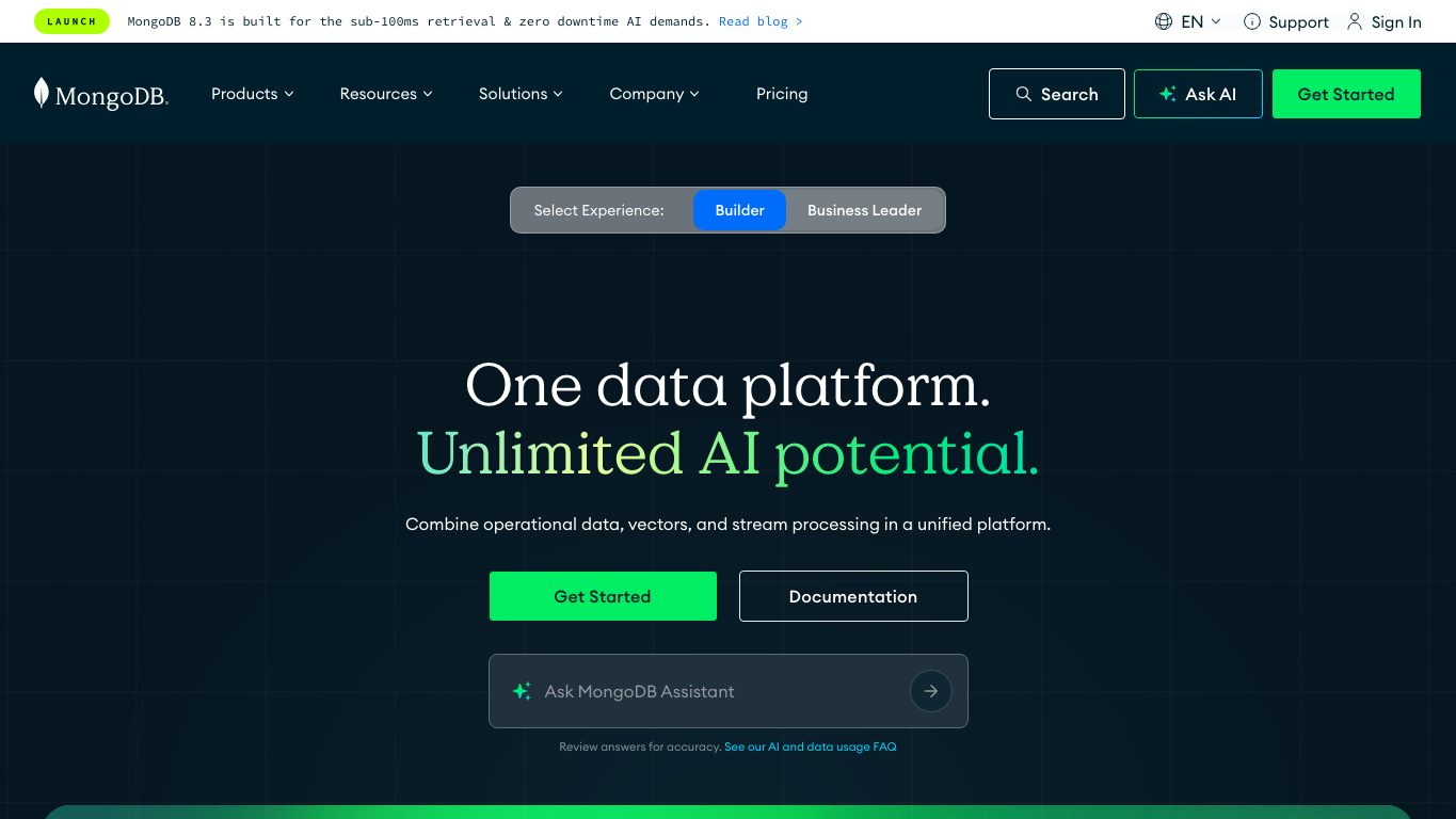 Ảnh chụp website công khai MongoDB