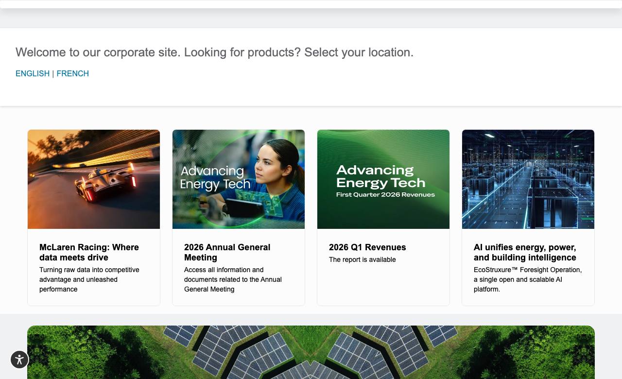 Ảnh chụp website công khai Schneider Electric