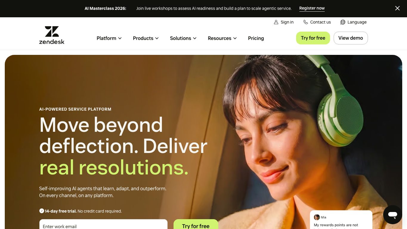 Ảnh chụp website công khai Zendesk