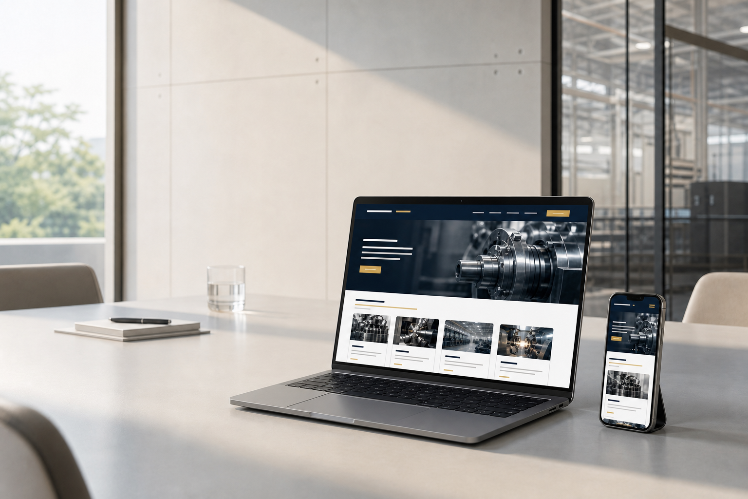 Hiệu ứng website B2B chuyên nghiệp trên laptop và điện thoại